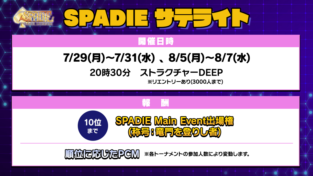 SPADIE』公式サテライトに関して | ポーカーチェイス-Poker Chase-