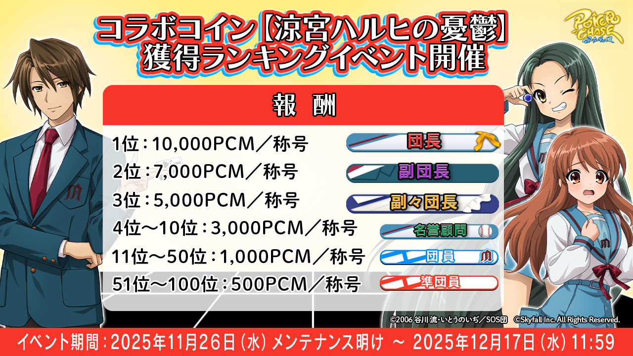 TVアニメ「涼宮ハルヒの憂鬱」 ×『ポーカーチェイス』コラボ開催決定